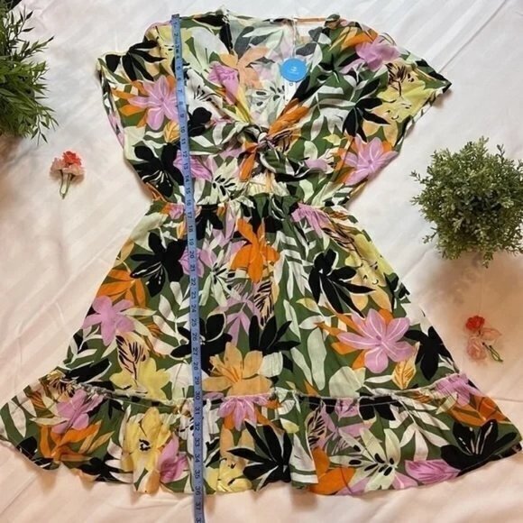 Cupshe Cute Floral Ruffle Tie Front Dress or Cover-up NWT Size L - Picture 9 of 15
